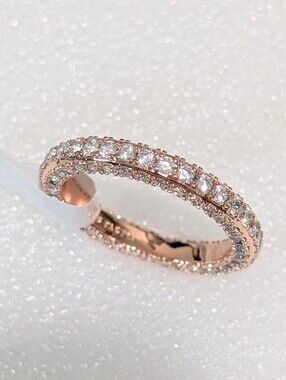 NWT Bomb Party Elegant CZ Crystals Eternity Band Style Sz10 Ring Rose Gold Plate